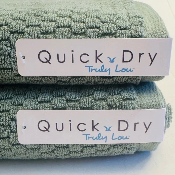 4pc TRULY LOU Quick Dry Zero Twist Cotton Bath Towel Set - Oil Green - Picture 3 of 7